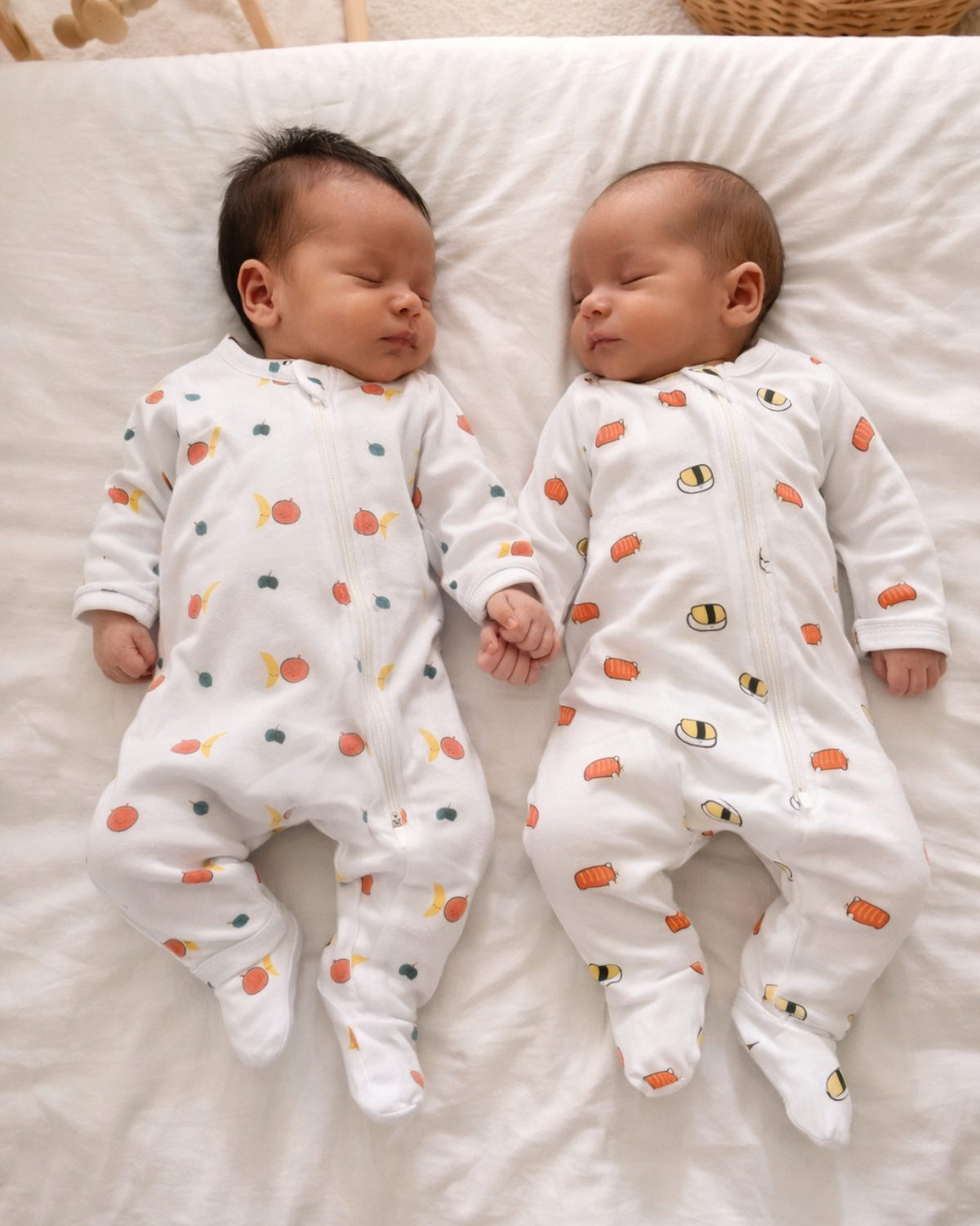 babies in sleepsuit sleeping