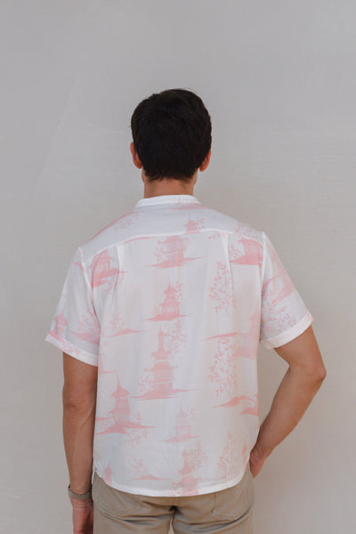 Oriental Garden Mens Mandarin Collar Shirt