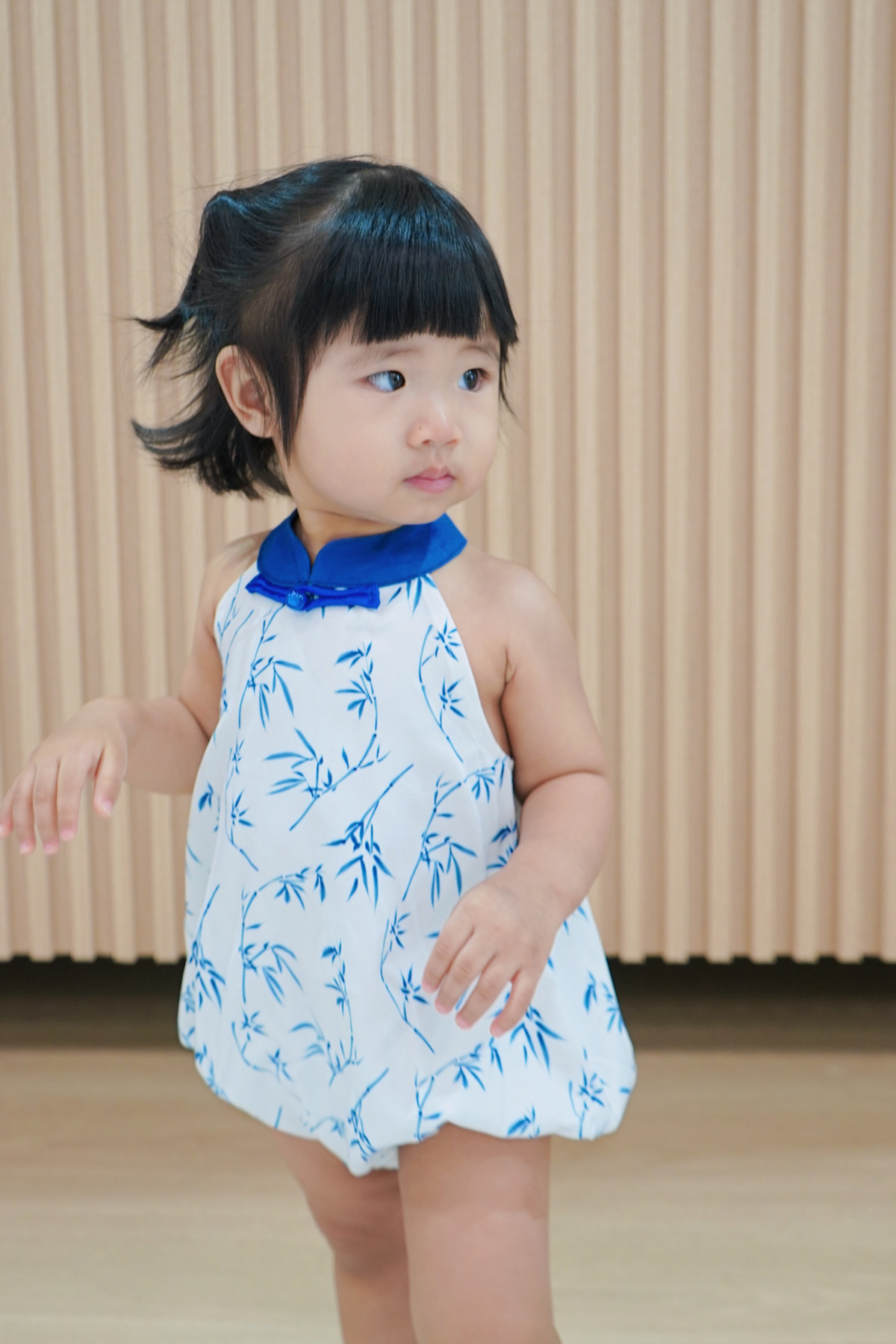 Prosperous Blessings Baby Girl Mandarin Collar Romper