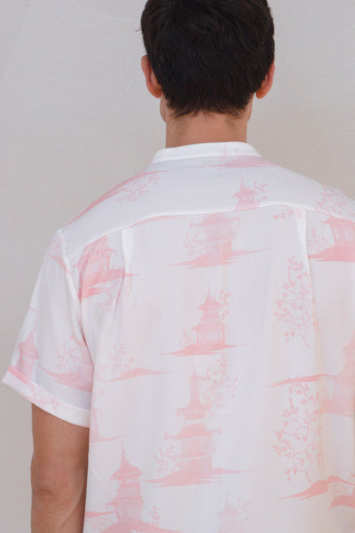 Oriental Garden Mens Mandarin Collar Shirt