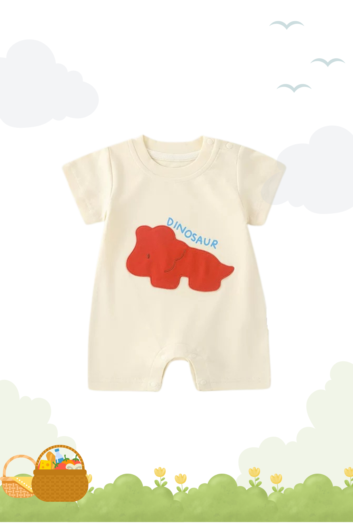 Summer Dinosaur Playsuit Cream