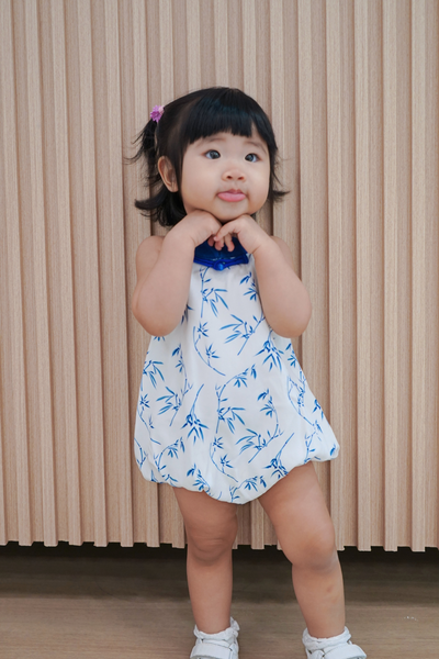 Prosperous Blessings Baby Girl Mandarin Collar Romper