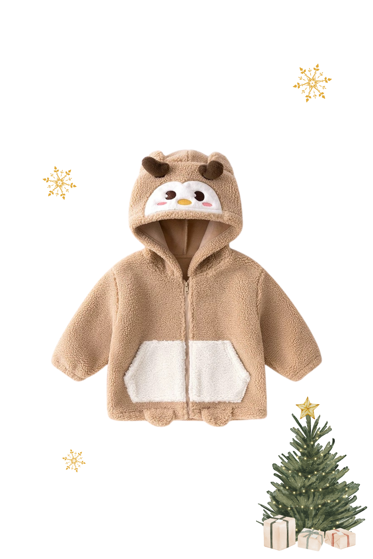 Fleece Jacket Brown Reindeer
