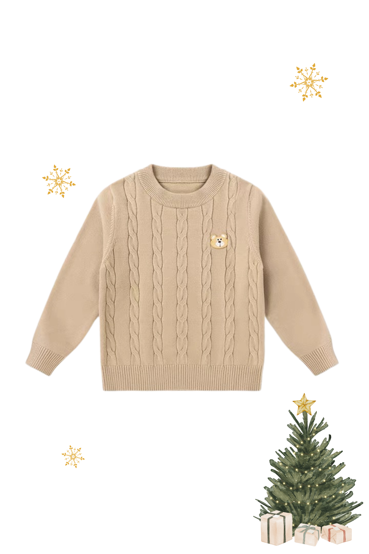 Cable Knit Sweater Beige Bear