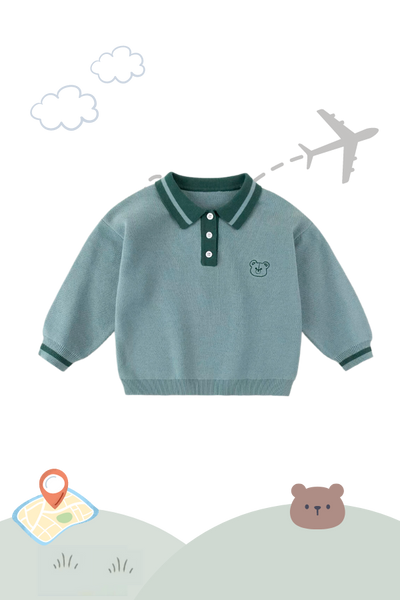Holiday Traveller Collared Pullover Teddy Sage