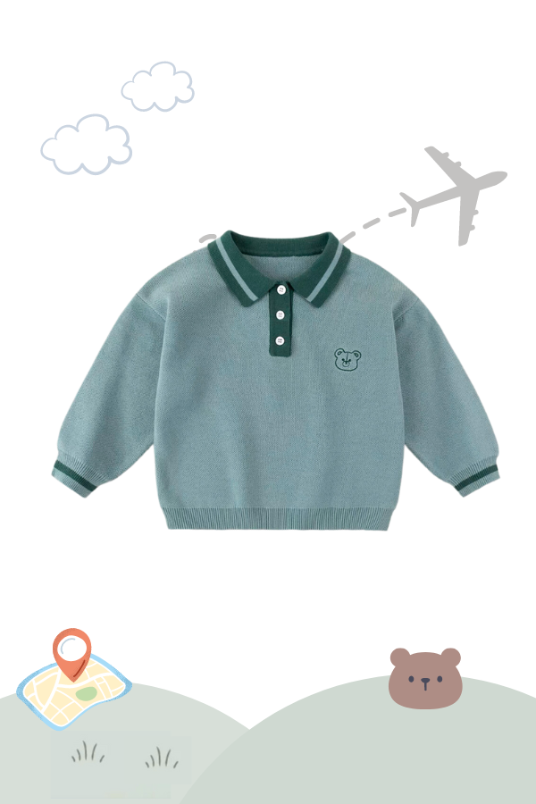 Holiday Traveller Collared Pullover Teddy Sage