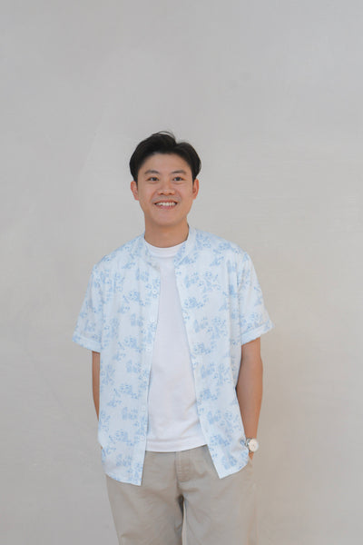 Gentle Harmony Mens Mandarin Collar Shirt