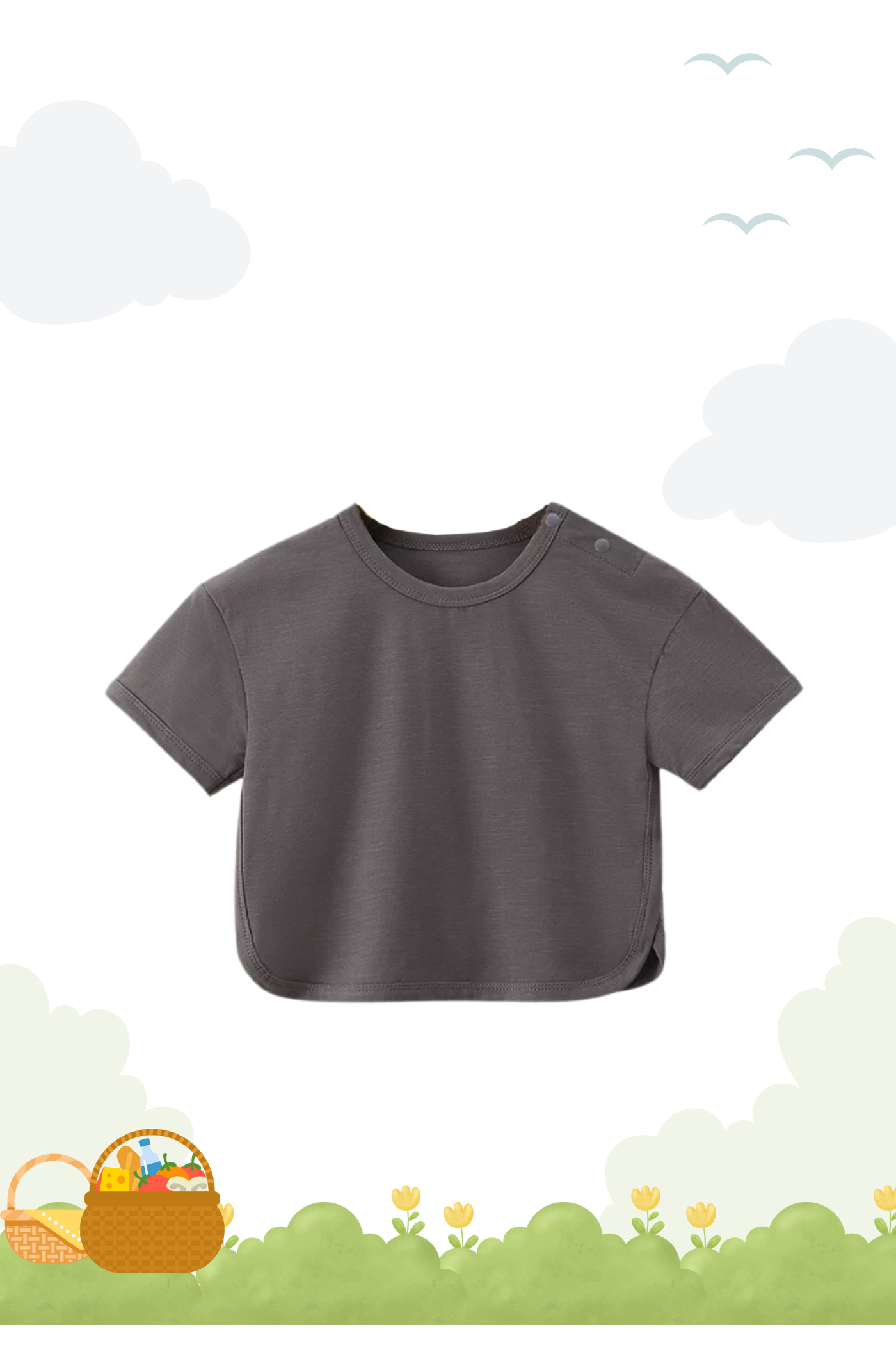 Summer'25 Curved Hem Relaxed Tee Stone Grey