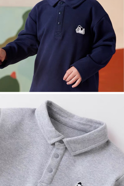Holiday Traveller Long Sleeve Polo Shirt Navy Puppy