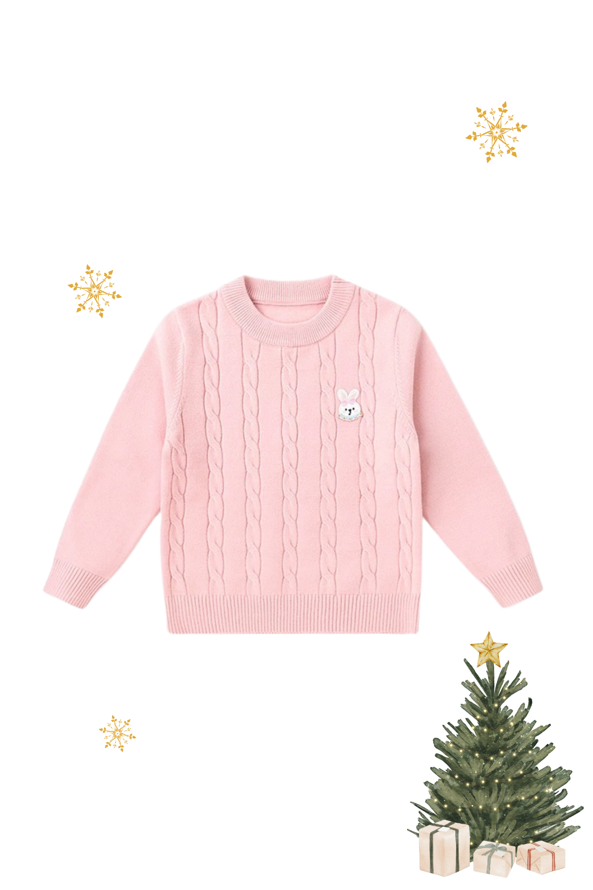 Cable Knit Sweater Pink Bear