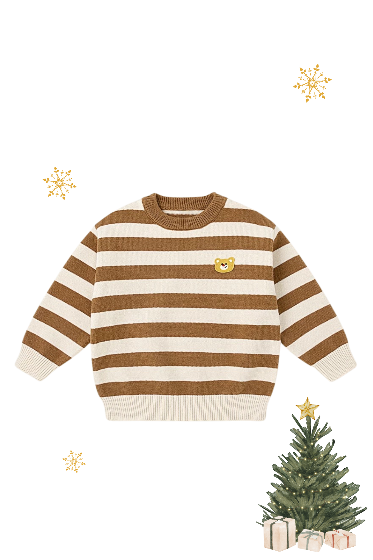 Holiday Striped Knit Sweater Brown Bear