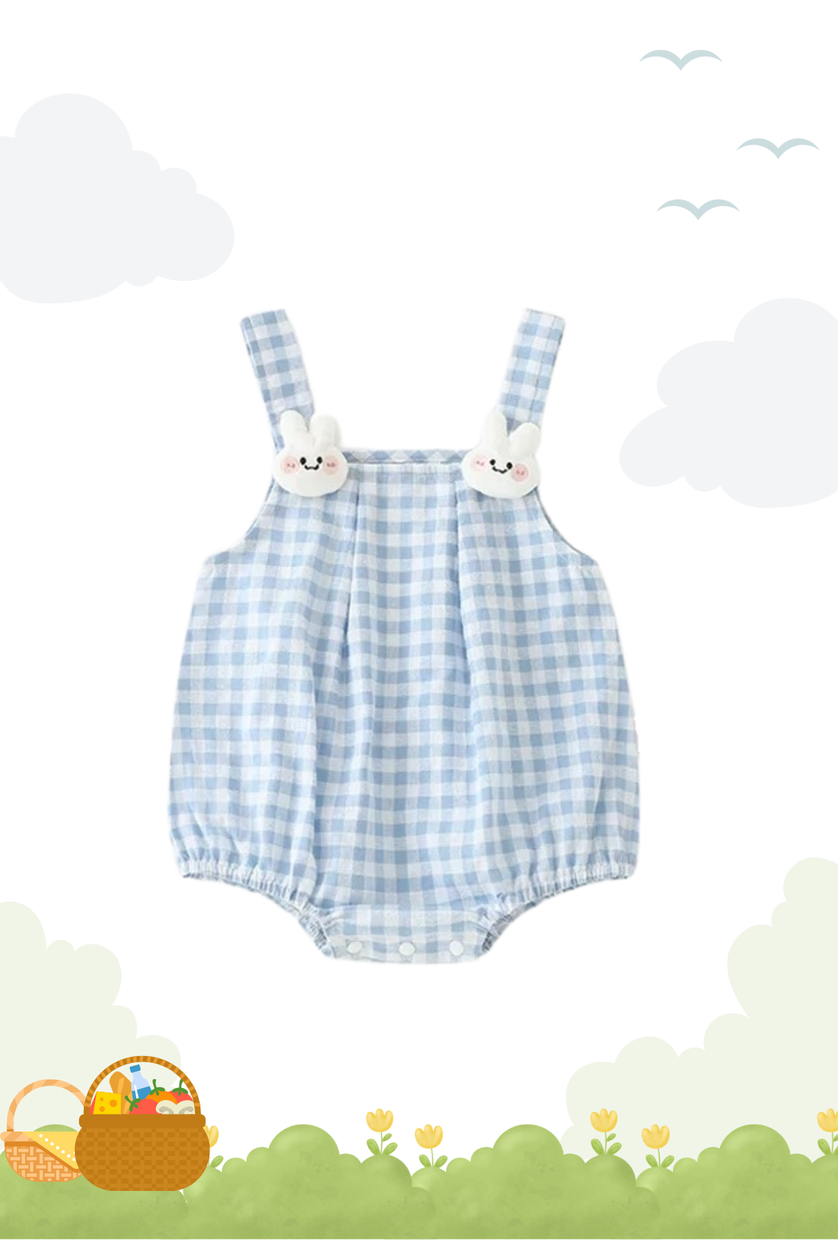Summer Baby Checkered Playsuit Bunny