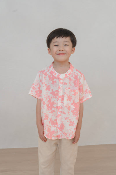 Flourishing Joy Boy Relaxed Hem Mandarin Collar Shirt Set