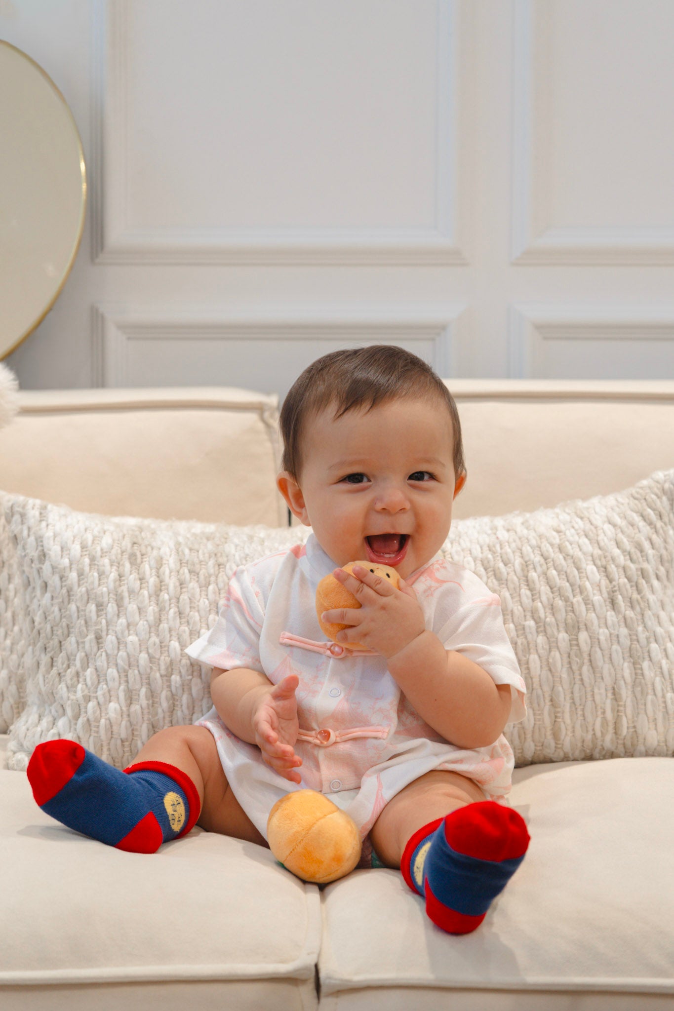 Oriental Garden Baby Boy Lined Mandarin Collar Relaxed Playsuit