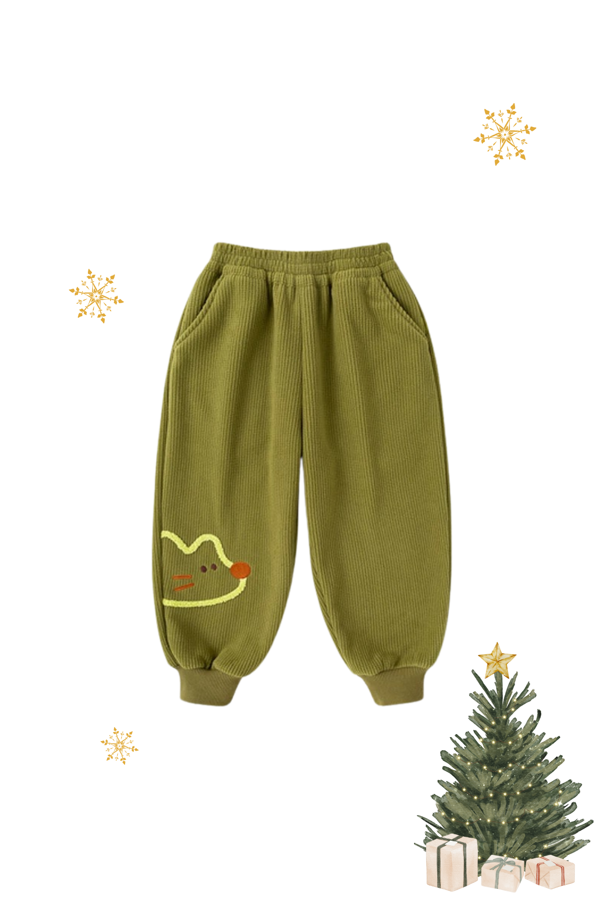 Corduroy Pants Olive Reindeer