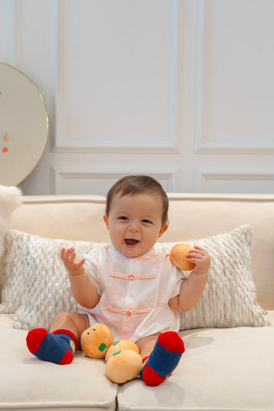 Oriental Garden Baby Boy Lined Mandarin Collar Relaxed Playsuit