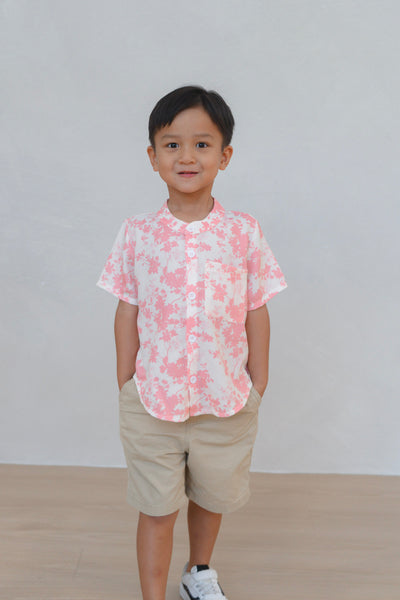 Flourishing Joy Boy Relaxed Hem Mandarin Collar Shirt Set
