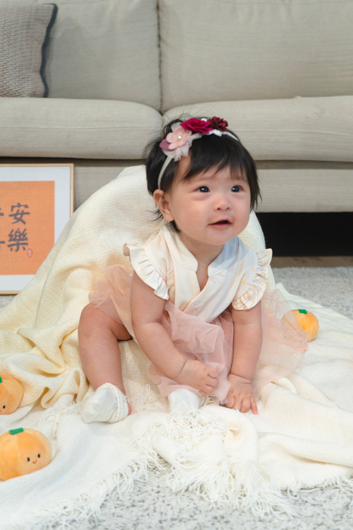 Golden Dawn Baby Girl Ruffled Sleeves Tulle Playsuit