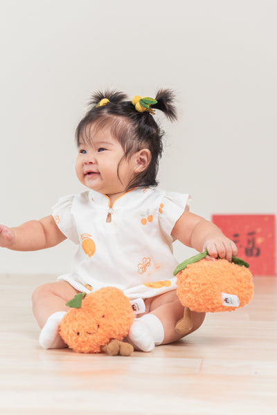 Prosperity Oranges Baby Girl Mandarin Collar Ruffled Romper