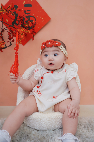 Serpent Blooms Baby Girl Cheongsam Playsuit