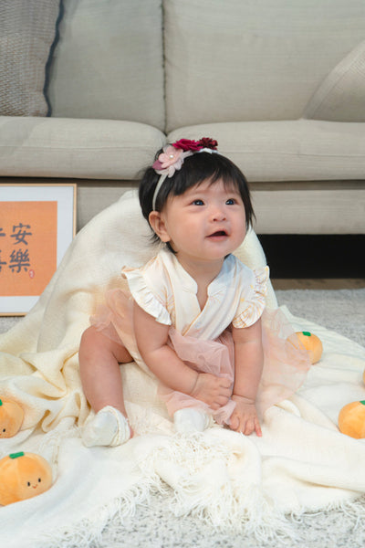 Golden Dawn Baby Girl Ruffled Sleeves Tulle Playsuit