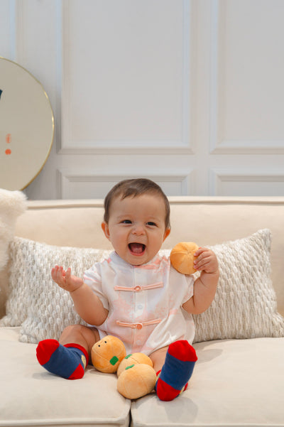 Oriental Garden Baby Boy Lined Mandarin Collar Relaxed Playsuit