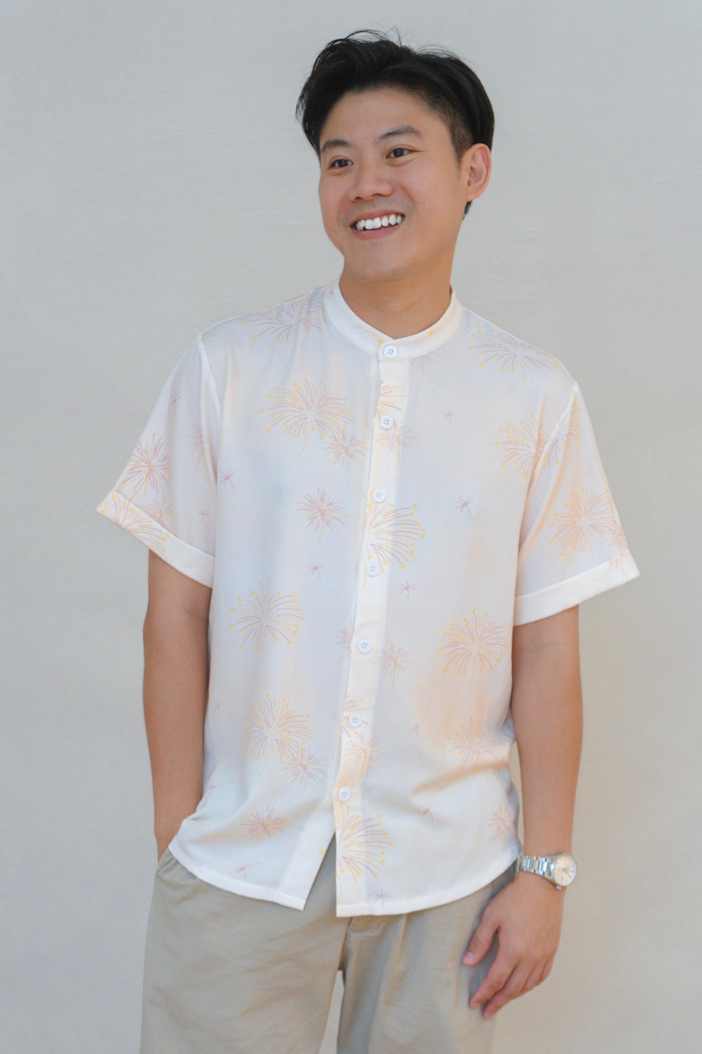 Golden Dawn Mens Mandarin Collar Shirt