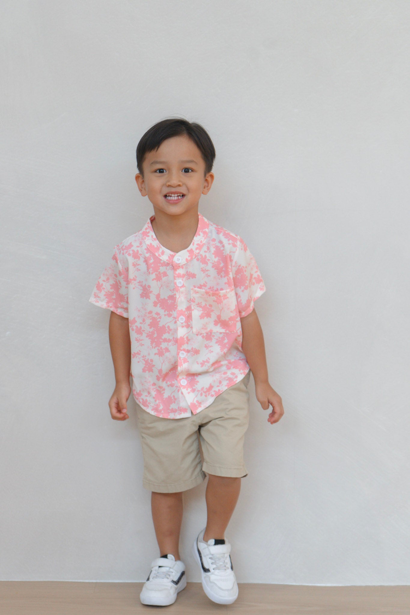Flourishing Joy Boy Relaxed Hem Mandarin Collar Shirt Set