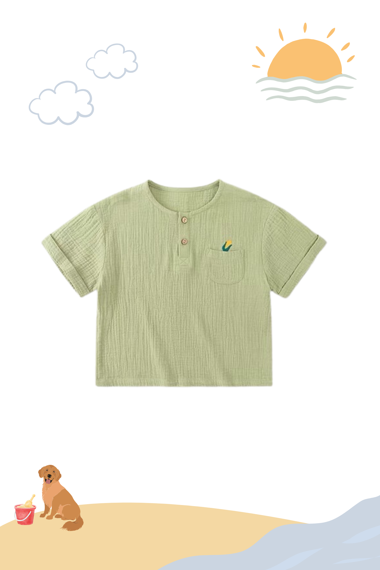 Summer Soft Cotton Embroidered Pocket Tee Elm