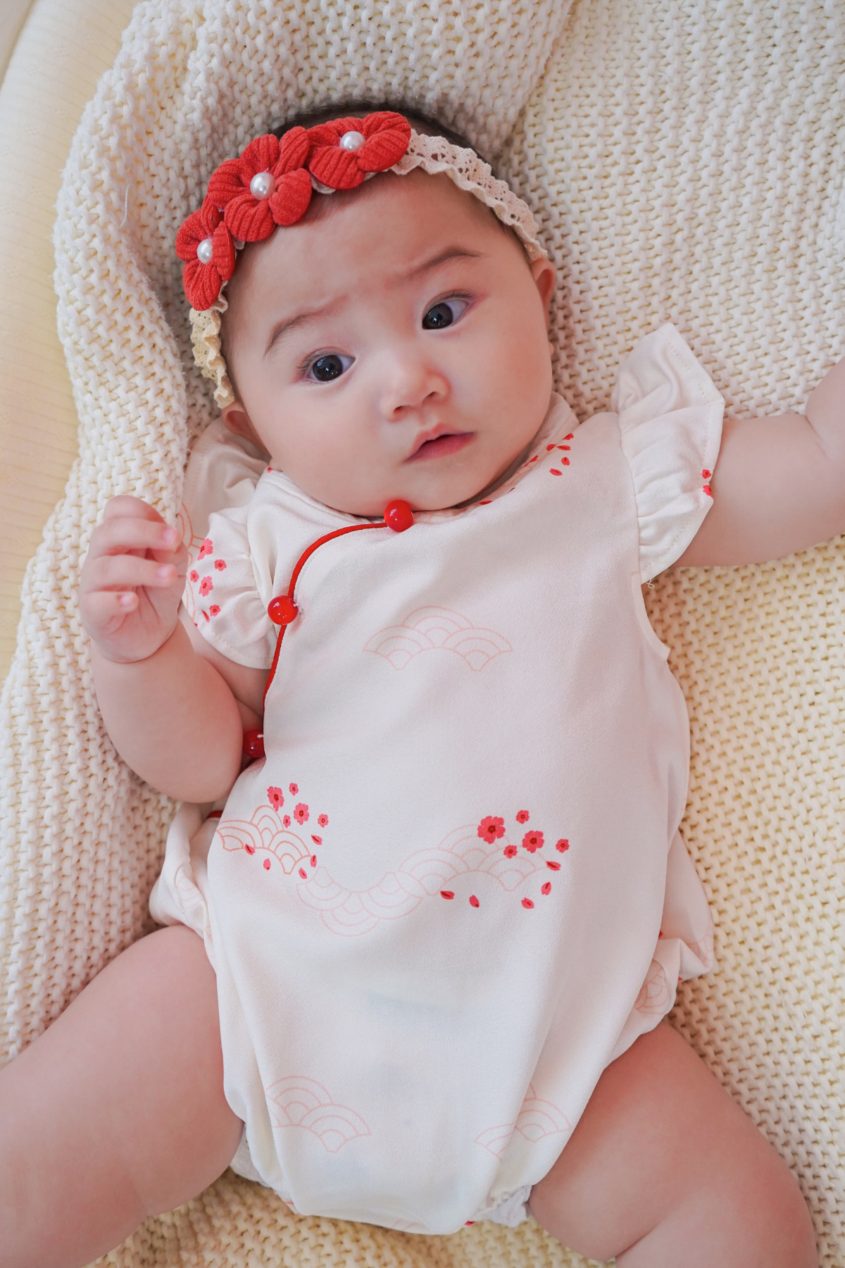 Serpent Blooms Baby Girl Cheongsam Playsuit