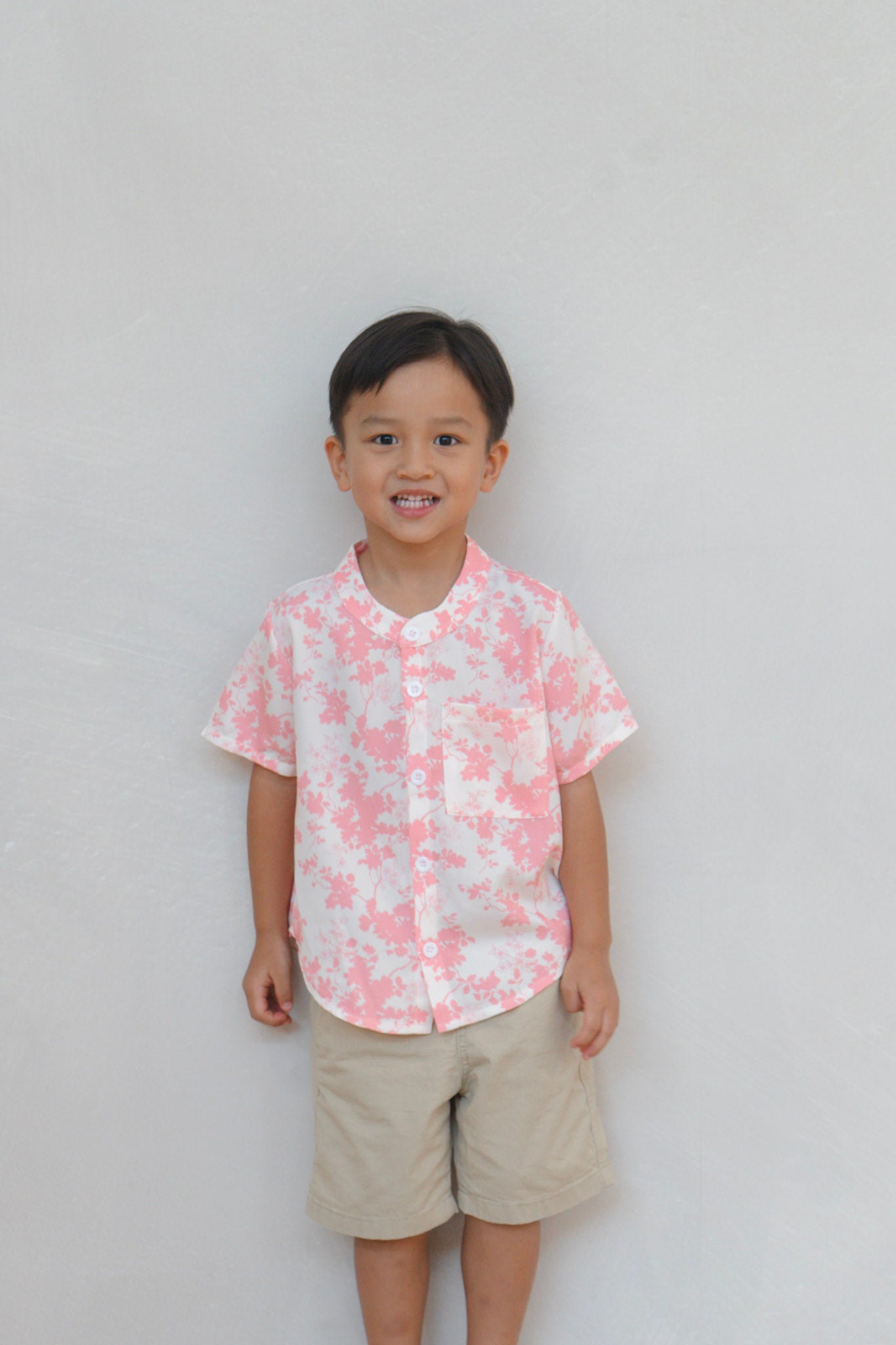 Flourishing Joy Boy Relaxed Hem Mandarin Collar Shirt Set