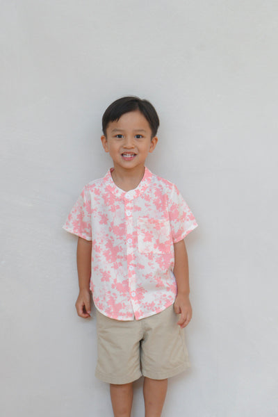 Flourishing Joy Boy Relaxed Hem Mandarin Collar Shirt Set