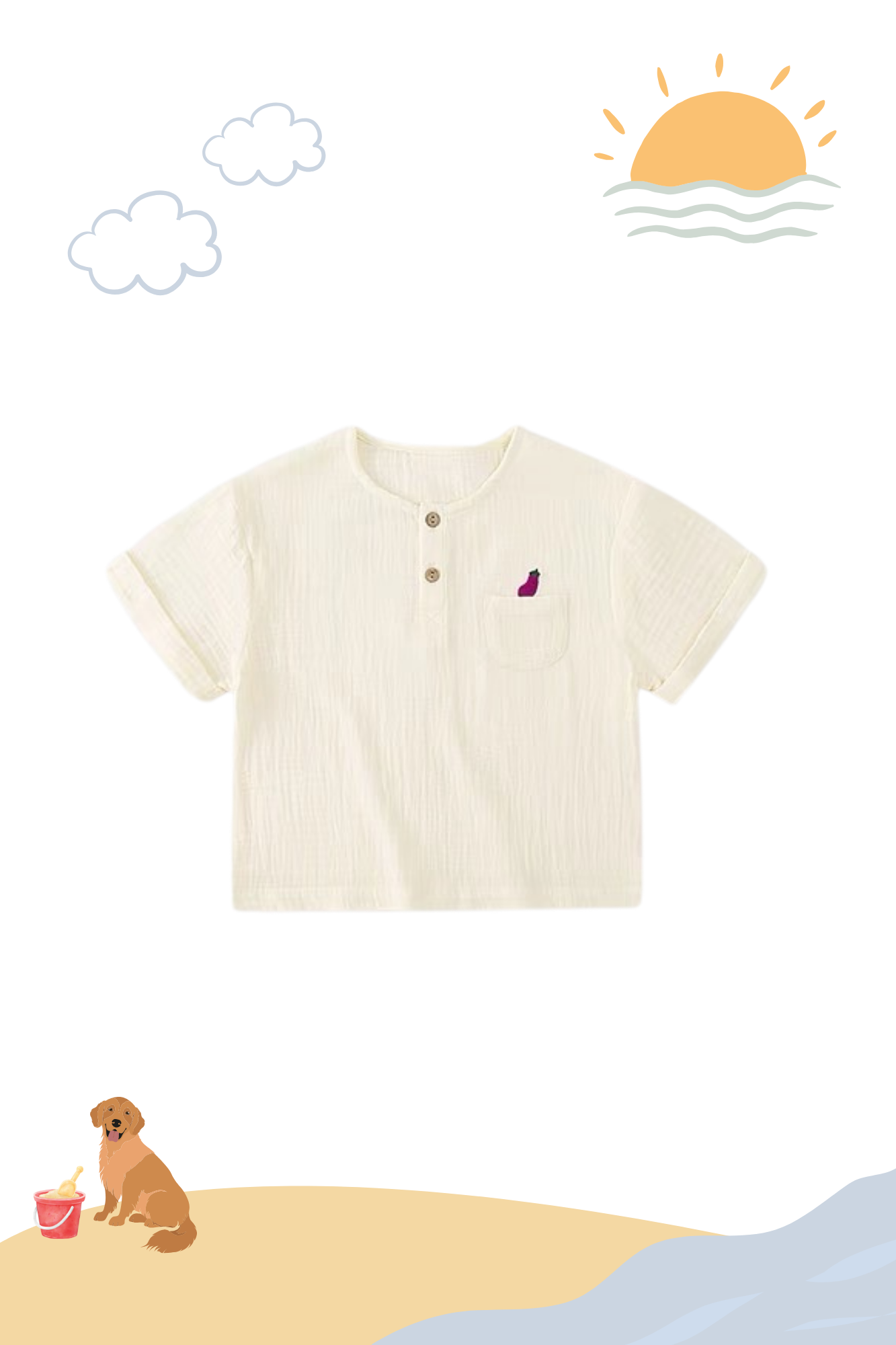 Summer Soft Cotton Embroidered Pocket Tee White