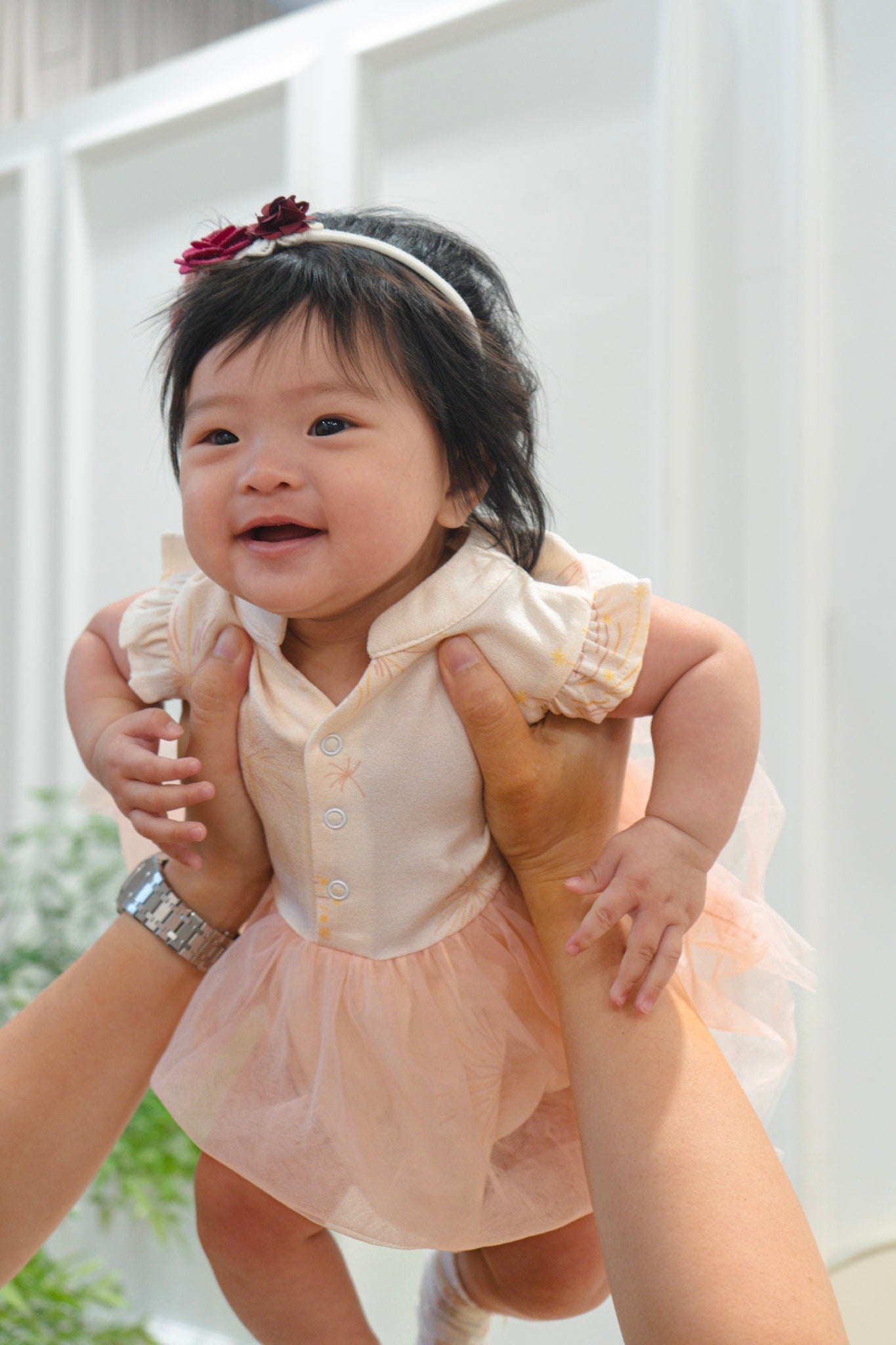 Golden Dawn Baby Girl Ruffled Sleeves Tulle Playsuit