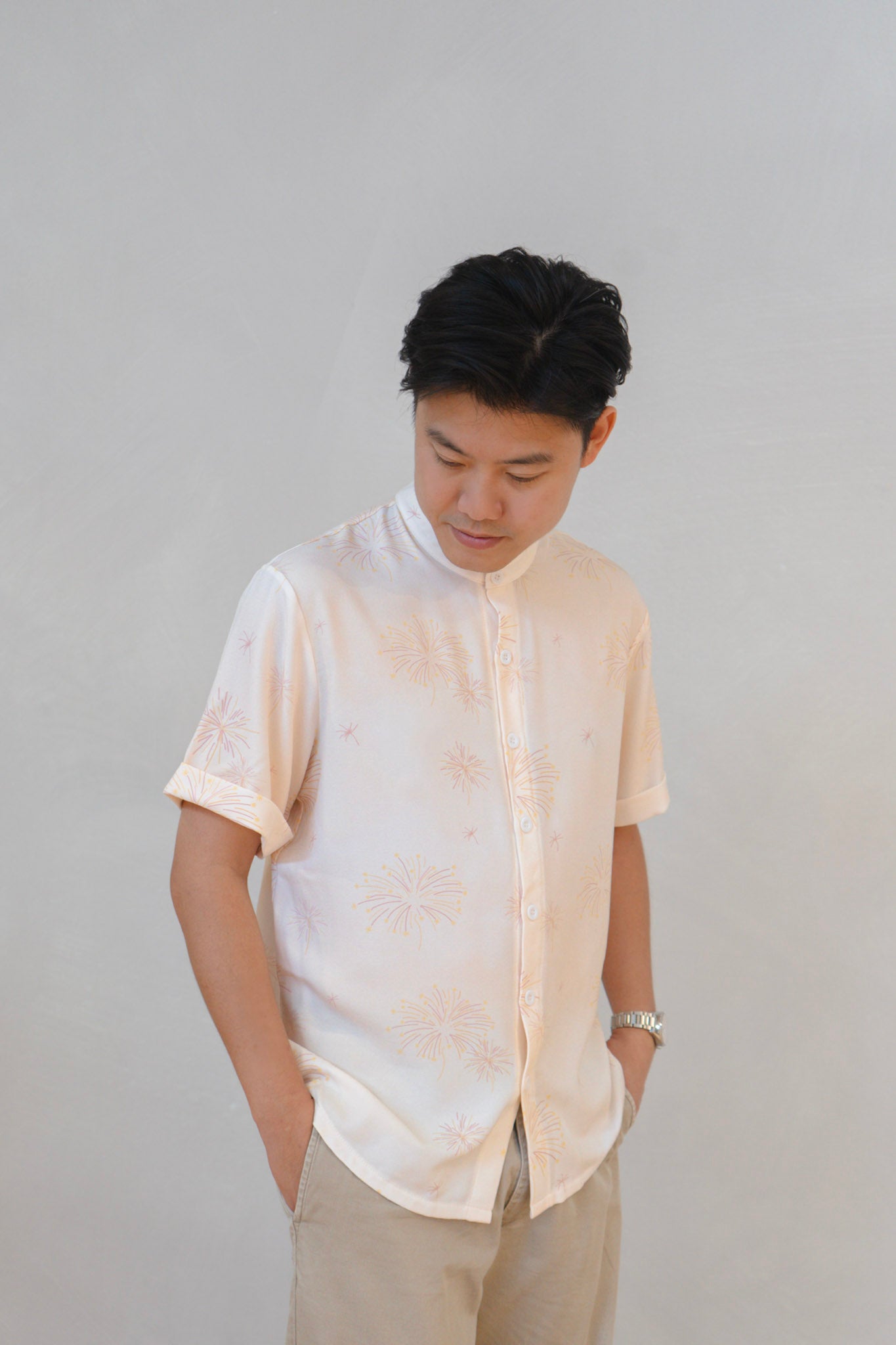 Golden Dawn Mens Mandarin Collar Shirt