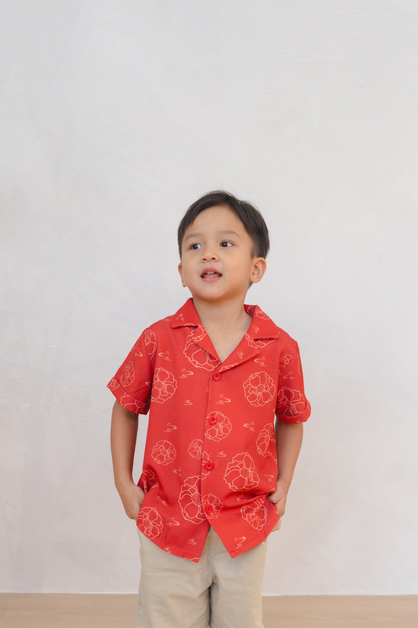 Galloping Peony Boy Relaxed Collar Shirt Set