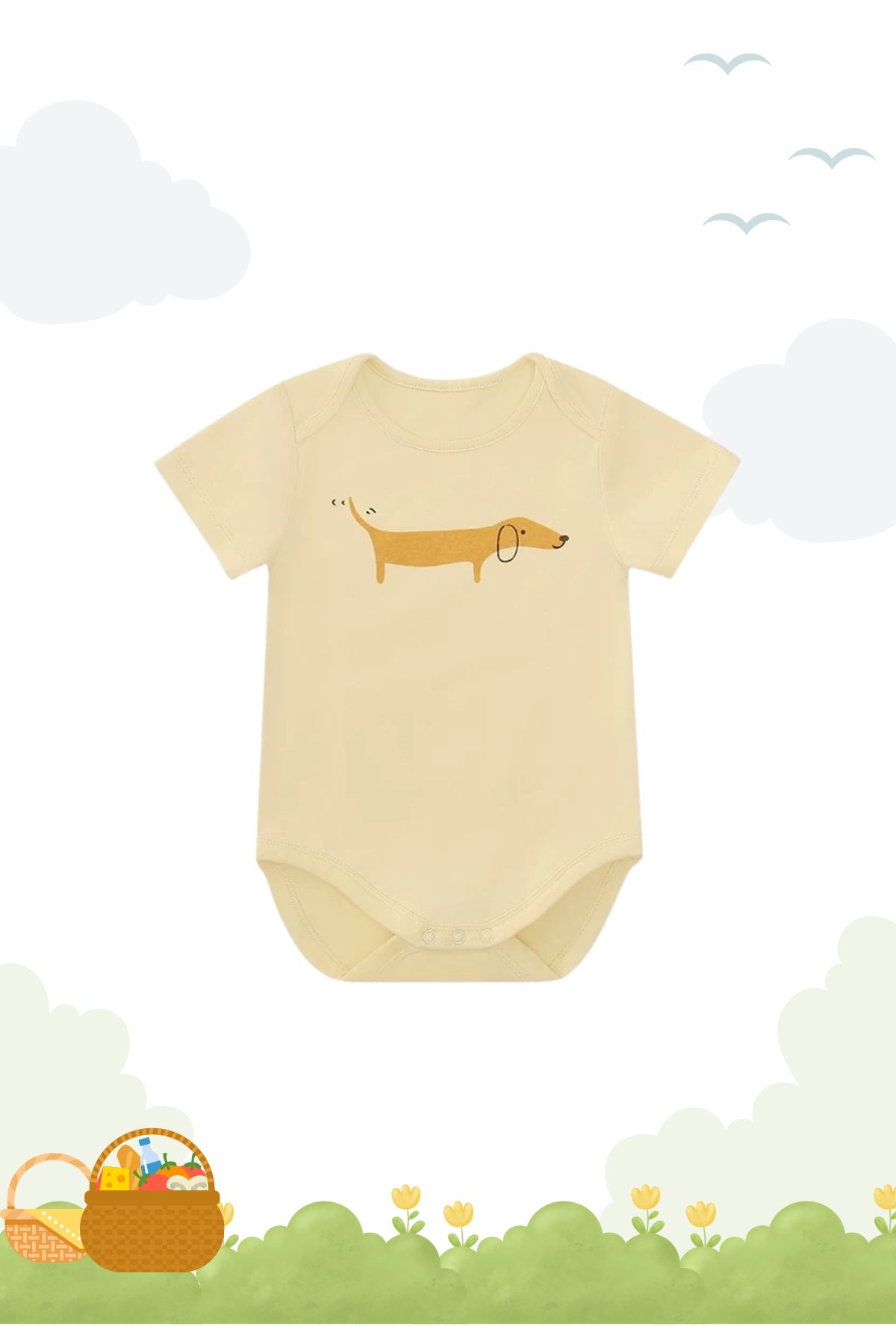 Summer Puppy Dachshund Bodysuit Yellow
