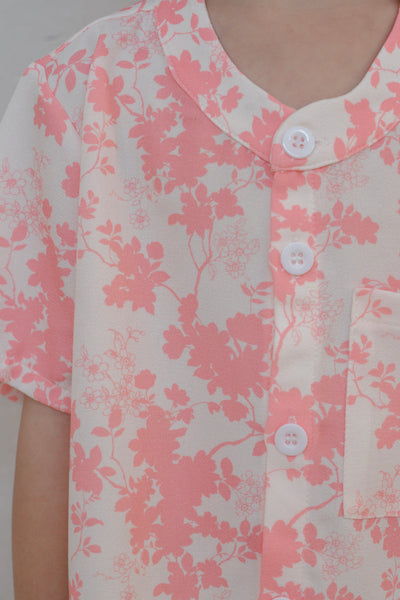 Flourishing Joy Boy Relaxed Hem Mandarin Collar Shirt Set