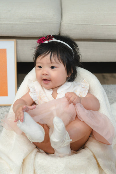 Golden Dawn Baby Girl Ruffled Sleeves Tulle Playsuit