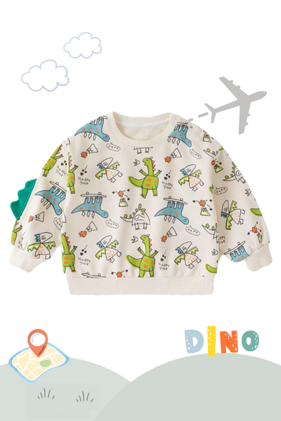 Holiday Traveller Long Sleeve Sweater Comical Dino