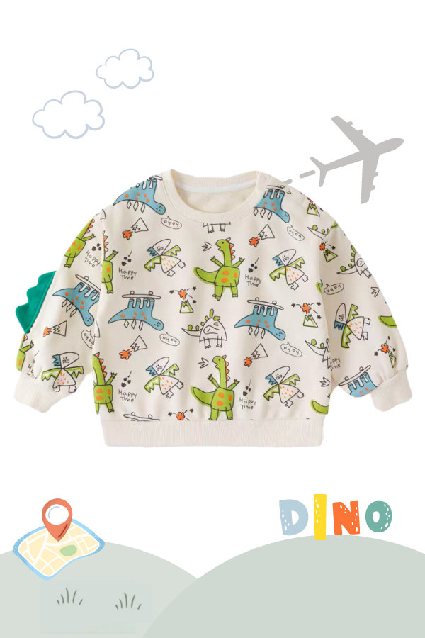 Holiday Traveller Long Sleeve Sweater Comical Dino
