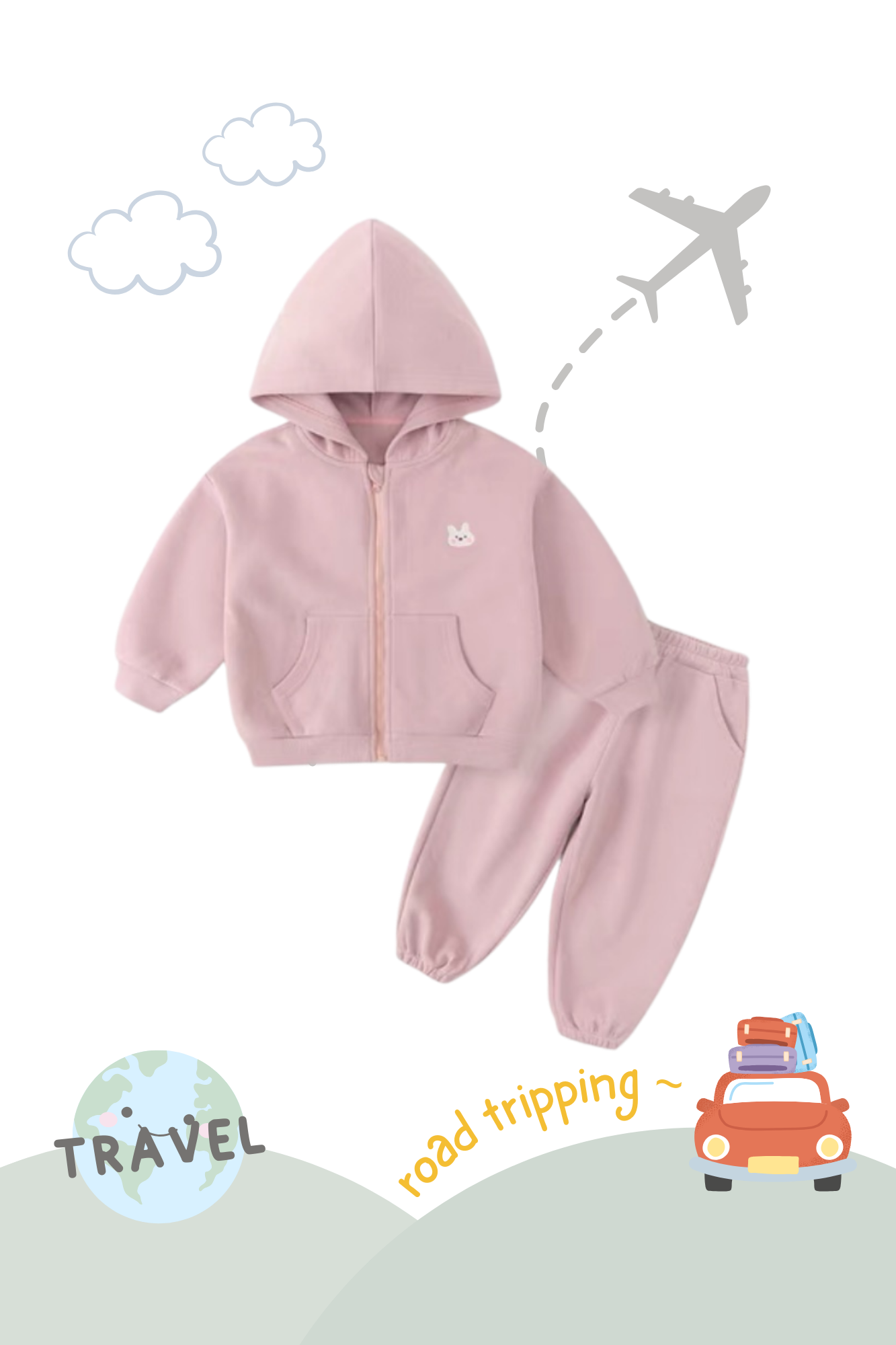 Snuggle Soft Hooded Jacket & Pants Lounge Set Bunny Mauve