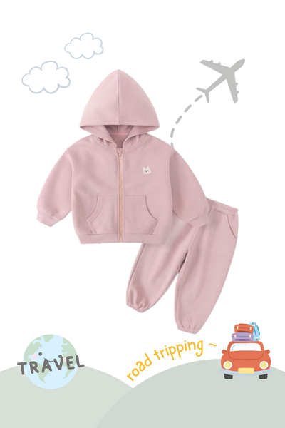 Snuggle Soft Hooded Jacket & Pants Lounge Set Bunny Mauve