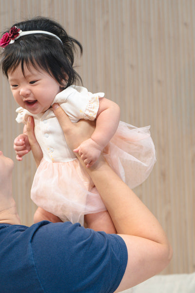 Golden Dawn Baby Girl Ruffled Sleeves Tulle Playsuit