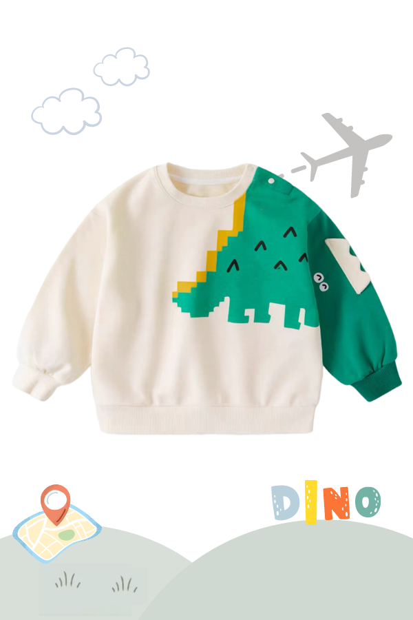 Holiday Traveller Long Sleeve Sweater Green Dino