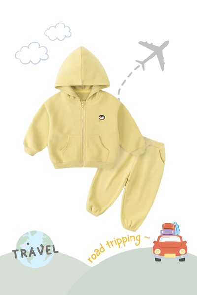 Snuggle Soft Hooded Jacket & Pants Lounge Set Penguin Mellow Yellow
