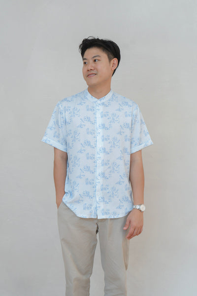 Gentle Harmony Mens Mandarin Collar Shirt