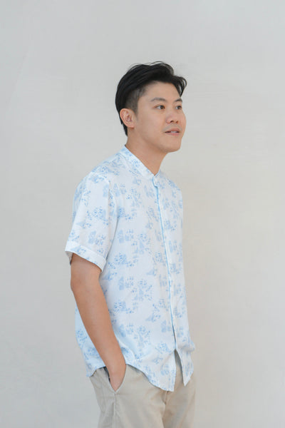 Gentle Harmony Mens Mandarin Collar Shirt