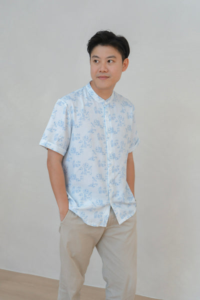 Gentle Harmony Mens Mandarin Collar Shirt