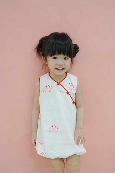 Serpent Blooms Girl Qipao Balloon Dress